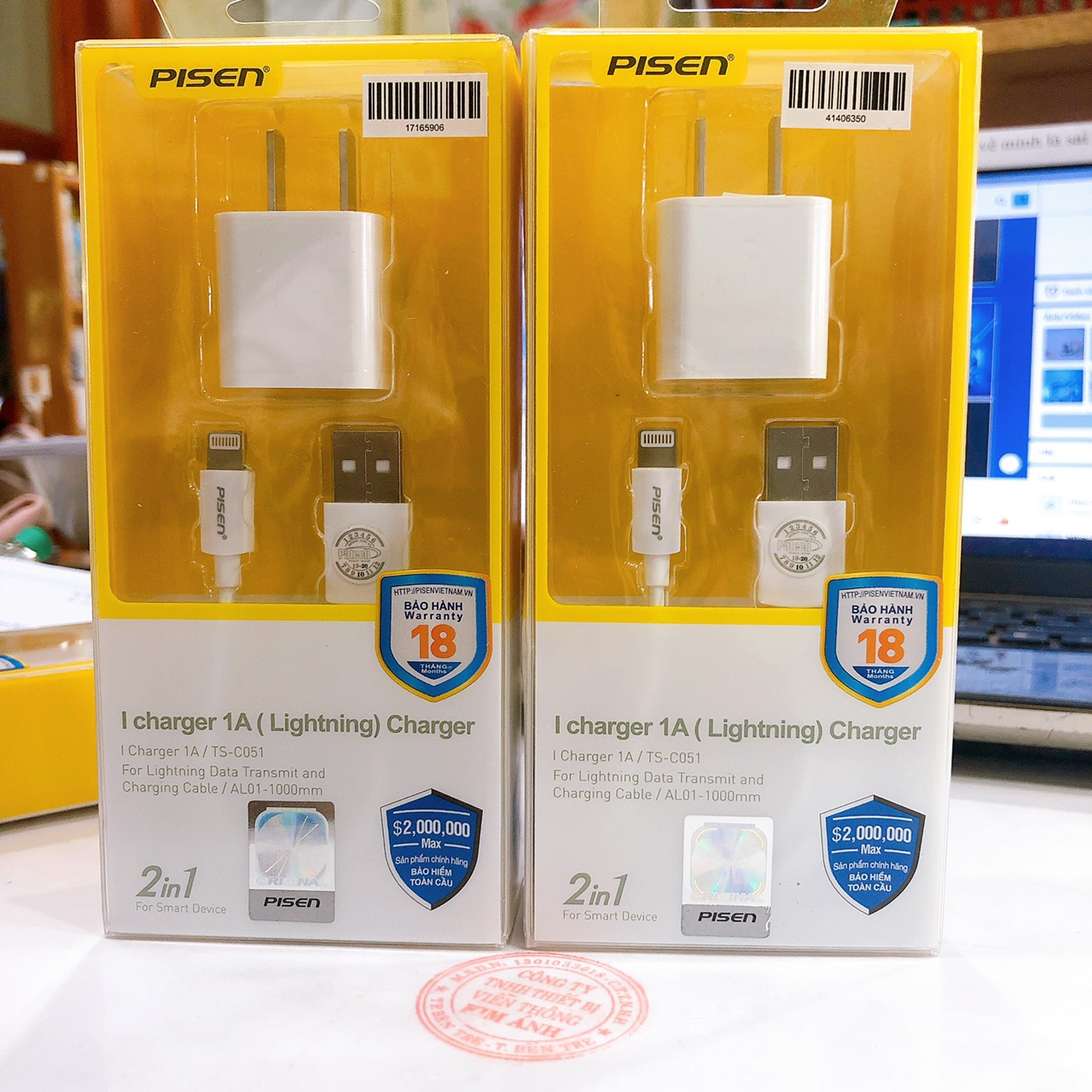 Bộ sạc Pisen I Charger 1A kèm cáp L - cho điện thoại t.táo - Hàng chính hãng