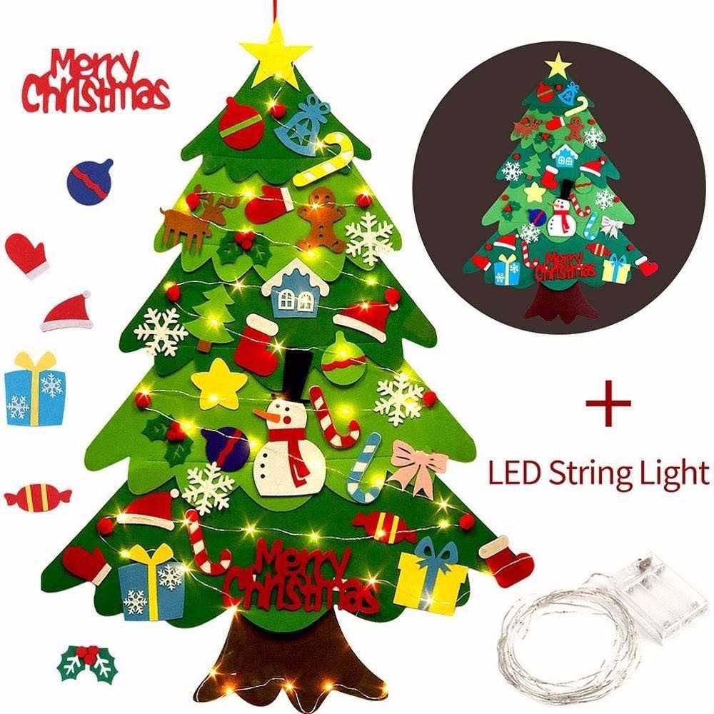 Cây thông noel treo tường - Đồ trang trí noel bằng vải dạ - Gồm 42 chi tiết