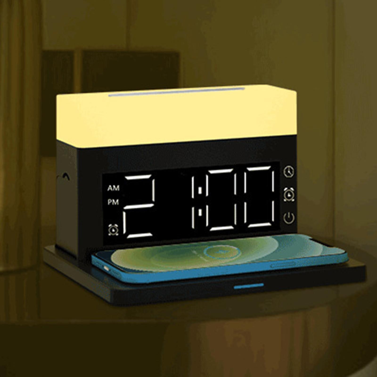 Digital Clock Wireless Charger Night for Watch Dimmable Black