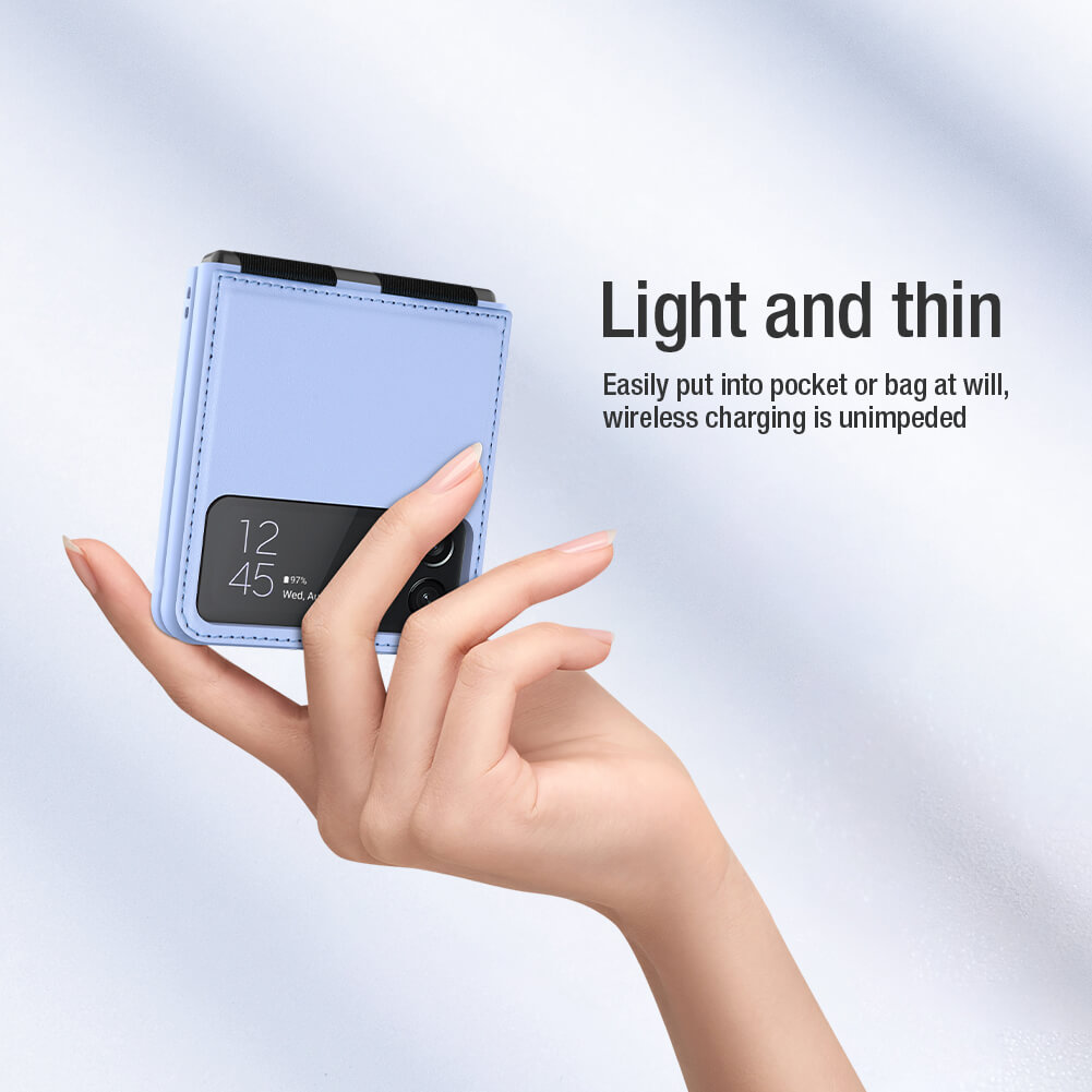 Case bao da chống sốc cho Samsung Galaxy Z Flip 4 trang bị chân chống giá đỡ điện thoại hiệu Nillkin Qin Vegan (bảo vệ máy cực tốt, chất liệu da thật cao cấp, thiết kế thời trang cá tính) - hàng nhập khẩu