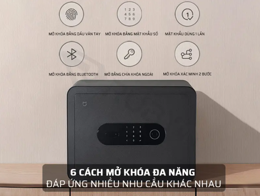 Két Sắt XIAOMI Mijia Sử Dụng Vân Tay Thông Minh 6 Chế Độ Mở Khóa, Áp Dụng Công Nghệ Cao Báo Động, Kết Nối App Thông Minh - Hàng Chính Hãng