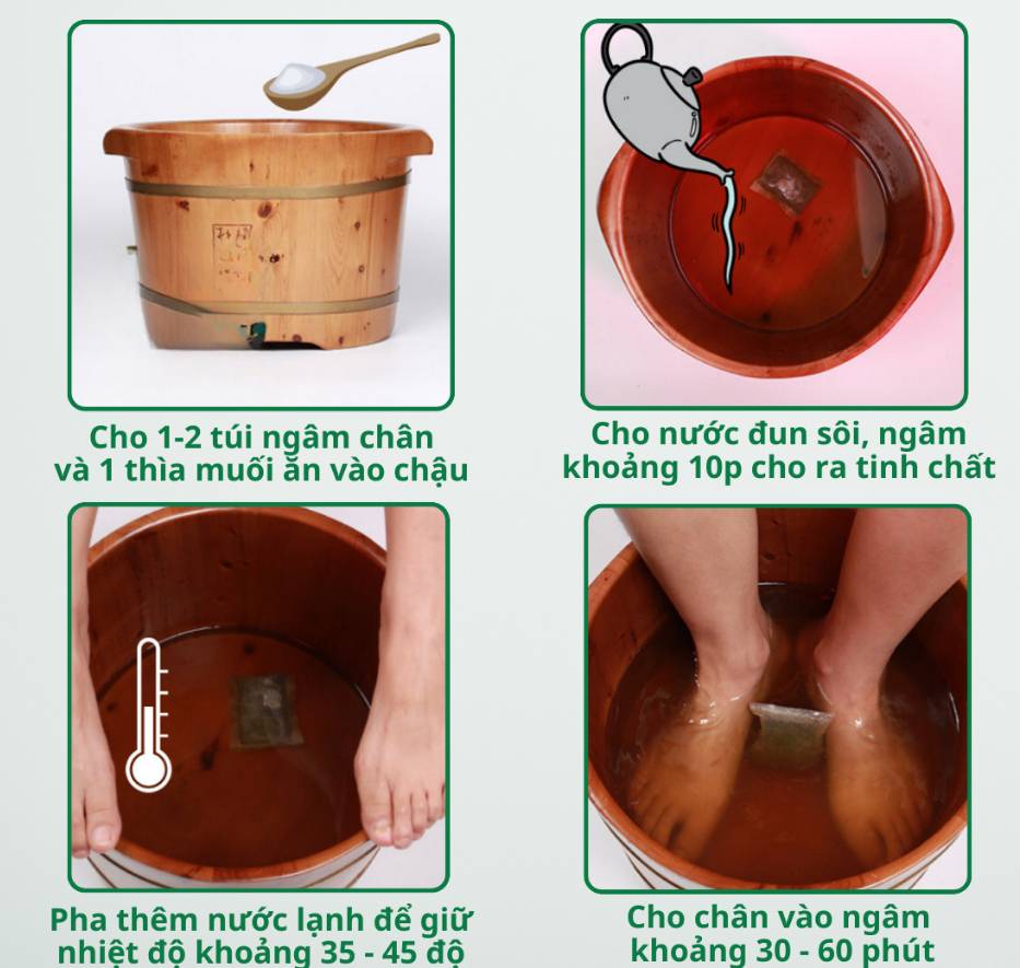Túi 100 gói Thảo Dược Ngâm Chân Đông Y Gừng Ngải Thuần Mộc