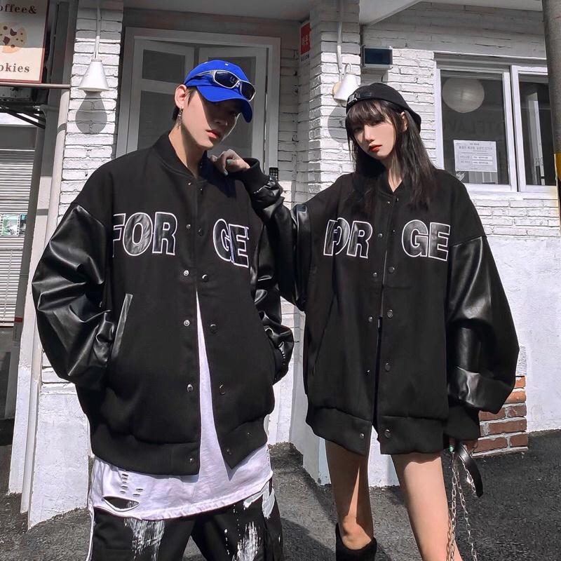 ️HÀNG HOTÁo khoác varsity kaki FOR GET phối tay da HOT 2022