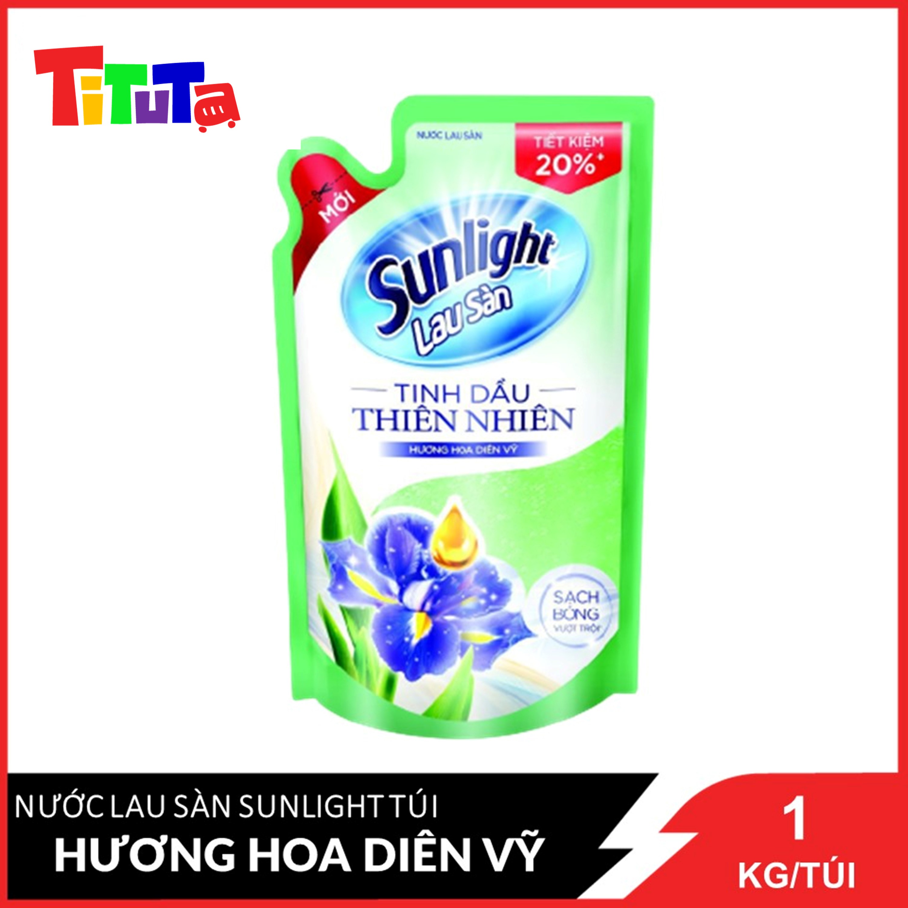 Nước lau sàn Sunlight Tinh dầu thiên nhiên hương hoa diên vỹ Túi 1kg