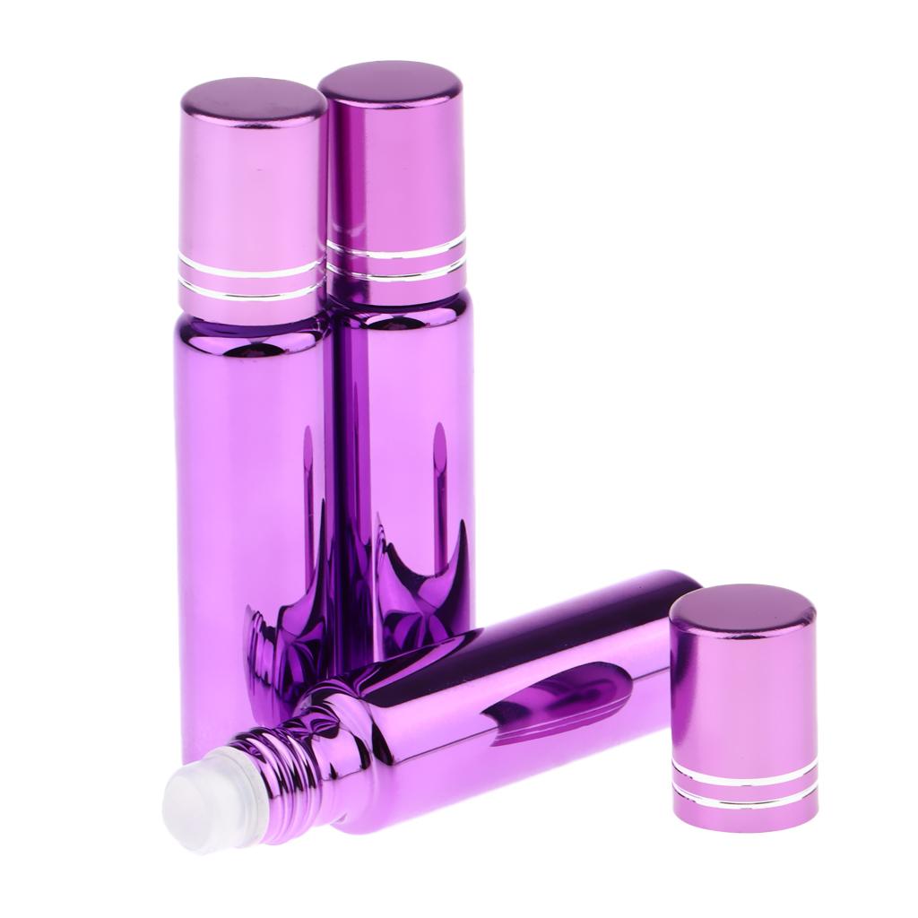 3x Empty Refillable Container Essential Oil Roller Bottles Glass Vials 10ml