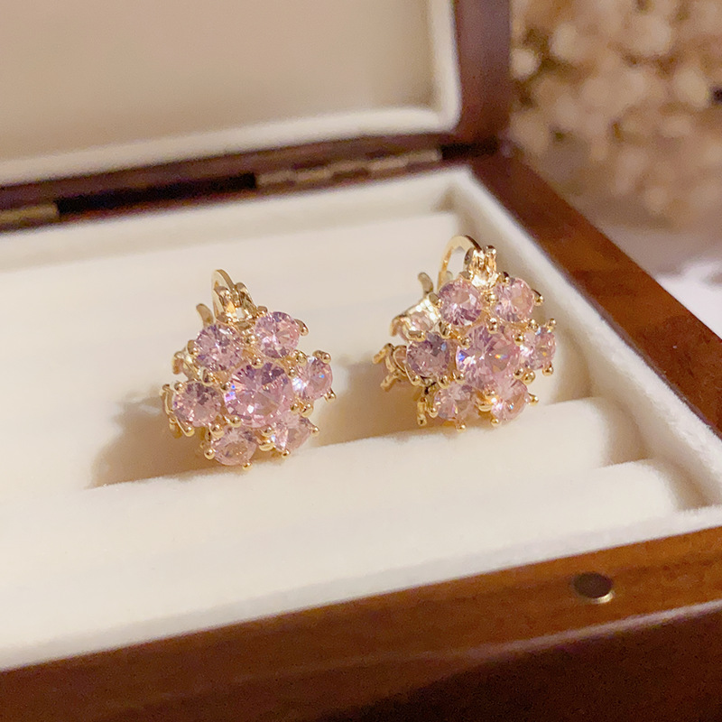 BÔNG TAI THIẾT KẾ KHẢM ĐÁ ZIRCON MẠ VÀNG 14K