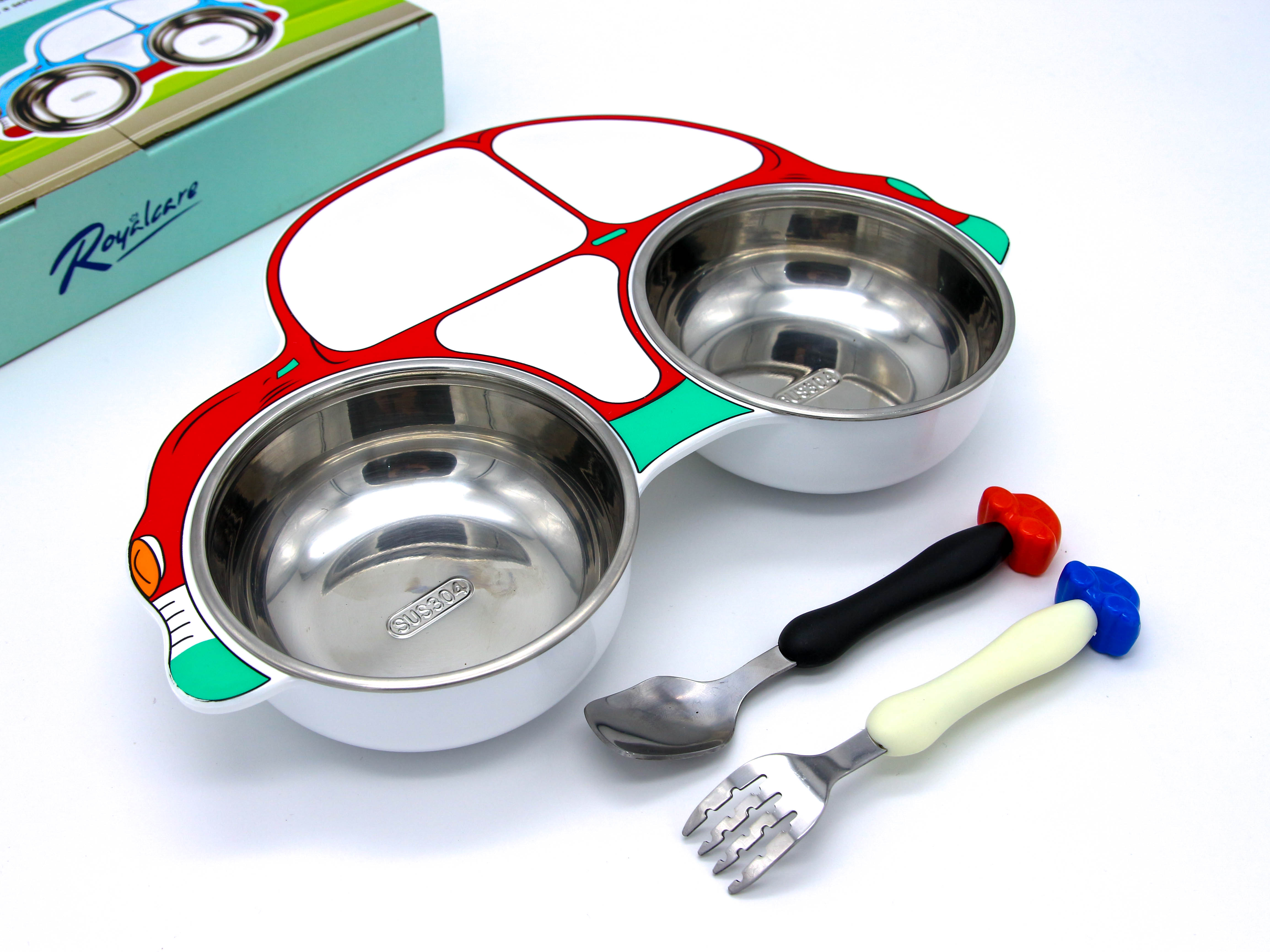 Set khay ăn dặm cho bé bằng Inox và Nhựa cao cấp Royalcare phù hợp ăn BLW, ăn dặm kiểu Nhật và ăn dặm truyền thống