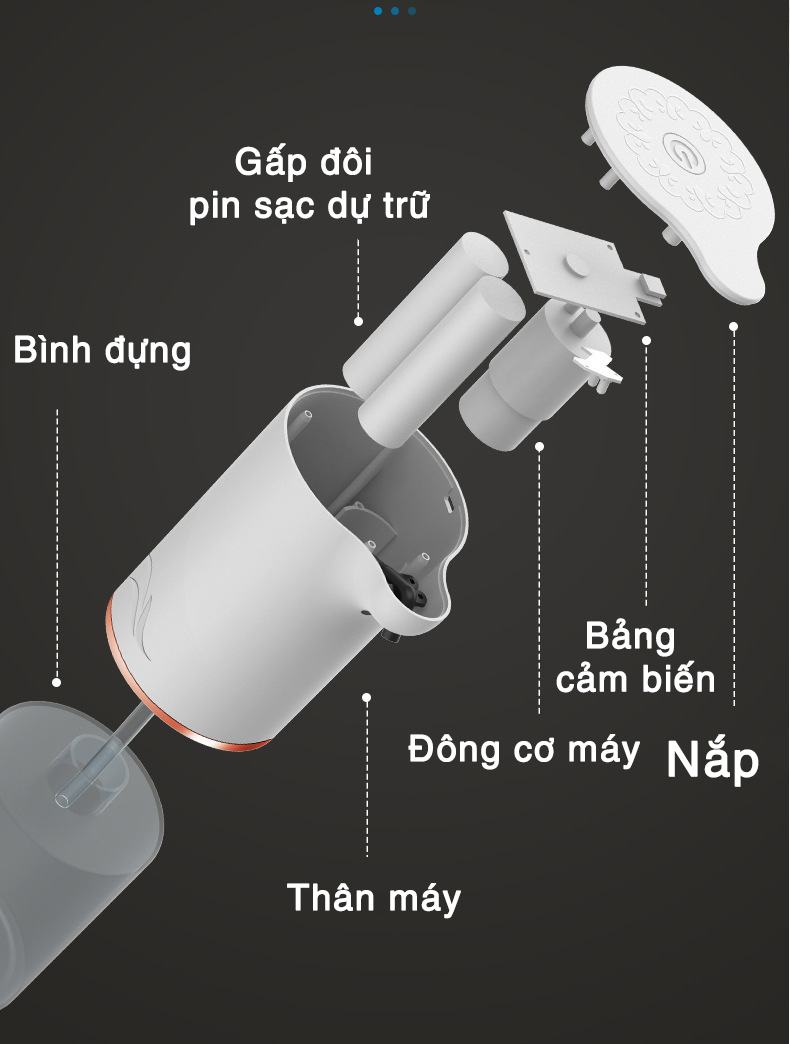 Máy rửa tay cảm biến máy rửa tay tạo bọt tự độn Dùng Pin Tiện Lợi Tránh Tiếp Xúc, Máy Nhả Xà Phòng