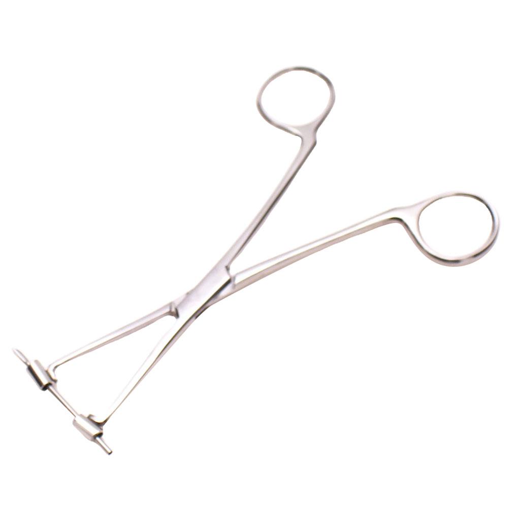 2pcs 6" Stainless Steel Slotted Triangle Forceps Body Piercing Septum Clamp