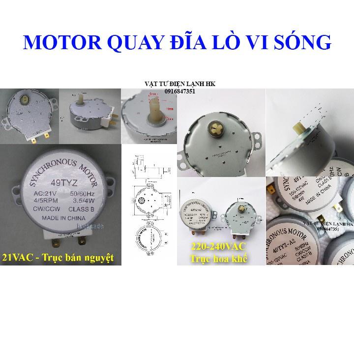 Motor quay đĩa Lò vi sóng trục bán nguyệt - trục hoa khế 220V - Mô tơ LVS 49TYZ - động cơ