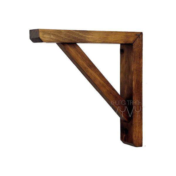 Chân kệ gỗ treo tường, eke gỗ, giá đỡ chữ L màu rustic
