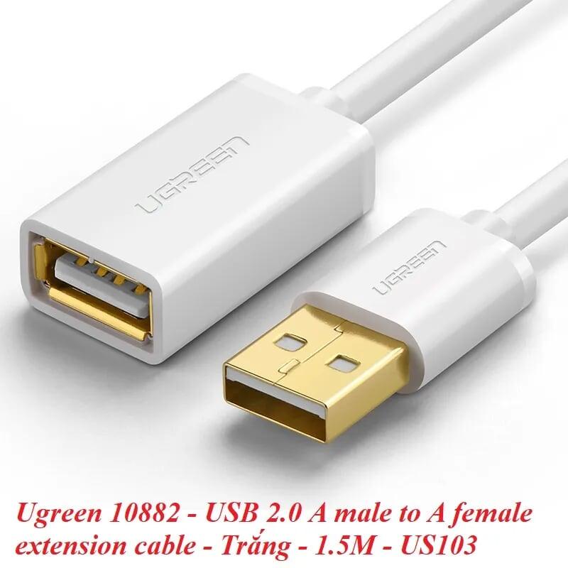 Ugreen UG10882US103TK 1.5M màu Trắng Cáp tín hiệu nối dài USB 2.0 lõi thuần đồng - HÀNG CHÍNH HÃNG