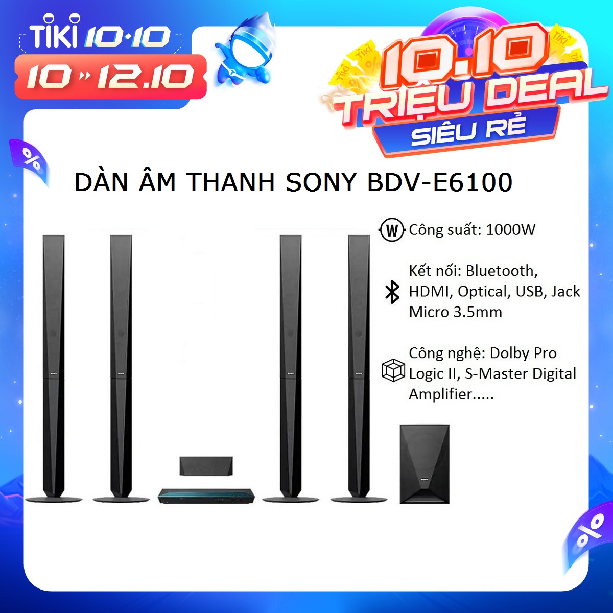 Dàn âm thanh Sony 5.1 BDV-E6100 (1000W) - Hàng chính hãng