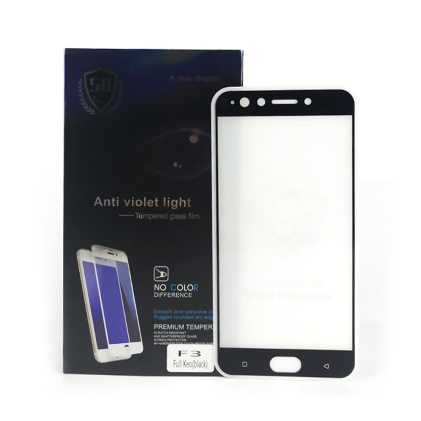 Miếng Dán Cường Lực Bảo Vệ Màn Hình Toàn Diện Cho Oppo F3 - Full Màn Hình - Màu Đen - Hàng Chính Hãng