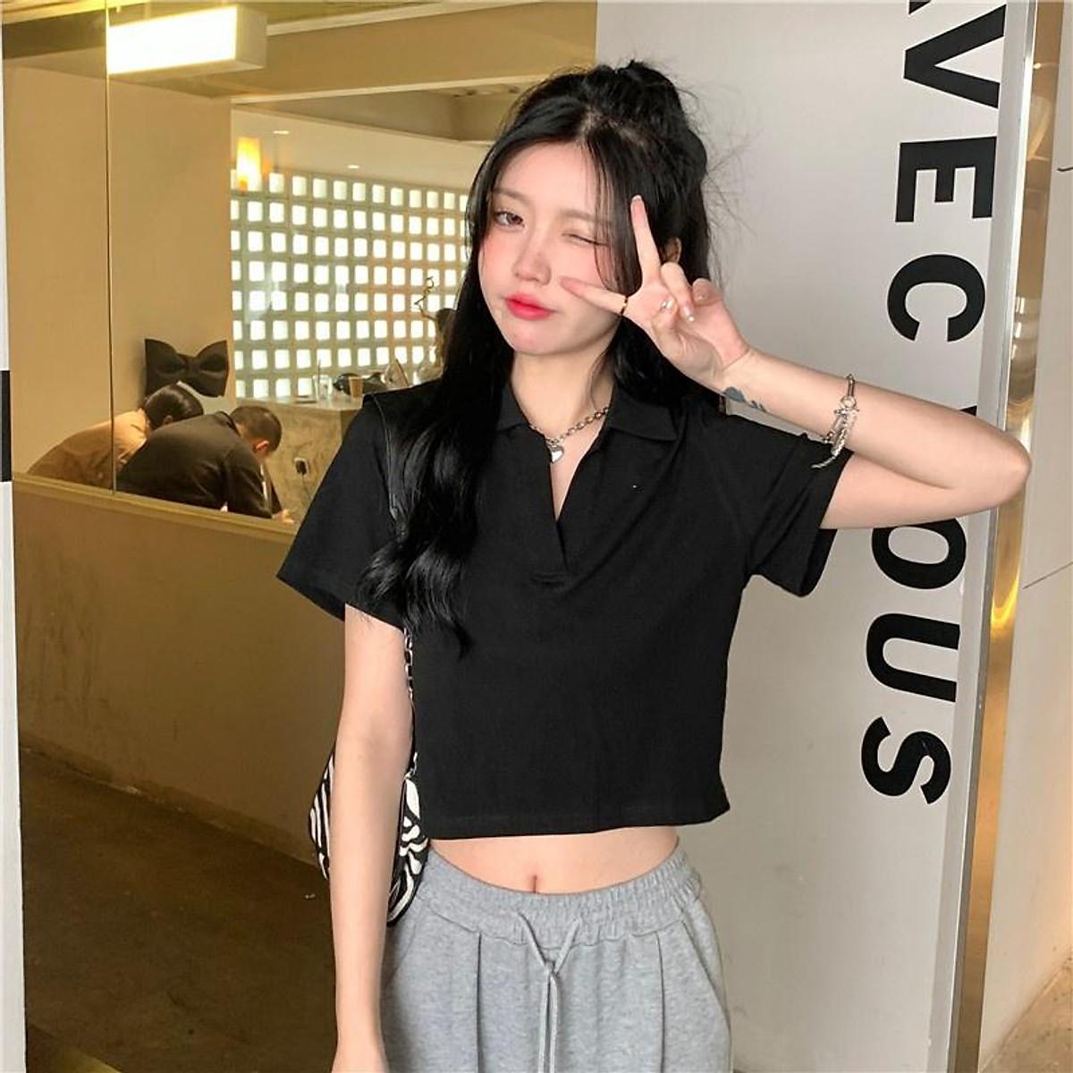 Áo croptop, áo croptop nữ, tay ngắn có cổ form rộng sexy, co giãn thoáng mát, crt thun sơ mi ulzzang cổ bẻ, Aloha