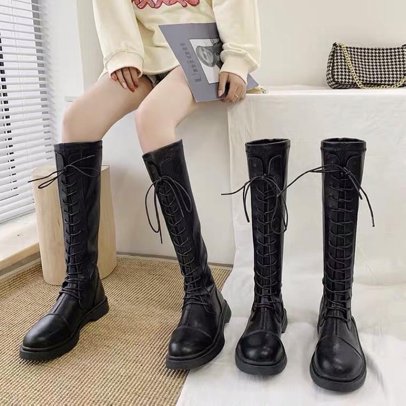 (Sẵn 36 38 39 40)Boots đùi nữ đan dây cao ôm chân sang chảnh - 2 ảnh thật cuối