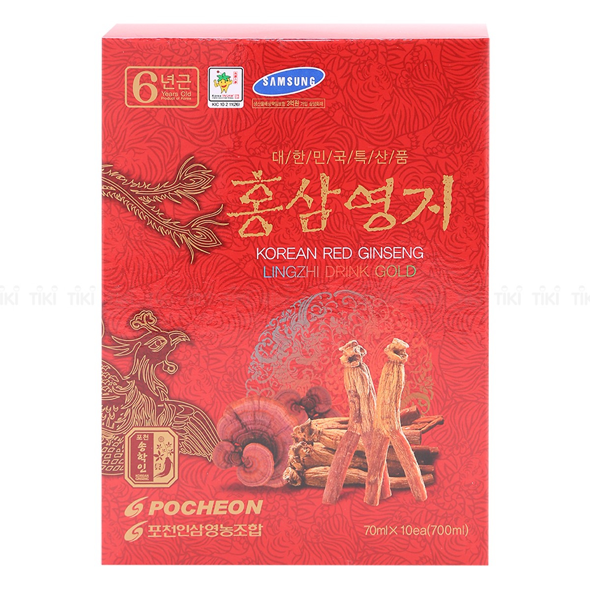 Nước Hồng Sâm Linh Chi Pocheon Hàn Quốc 6 Năm Tuổi (70ml X 30 Gói)