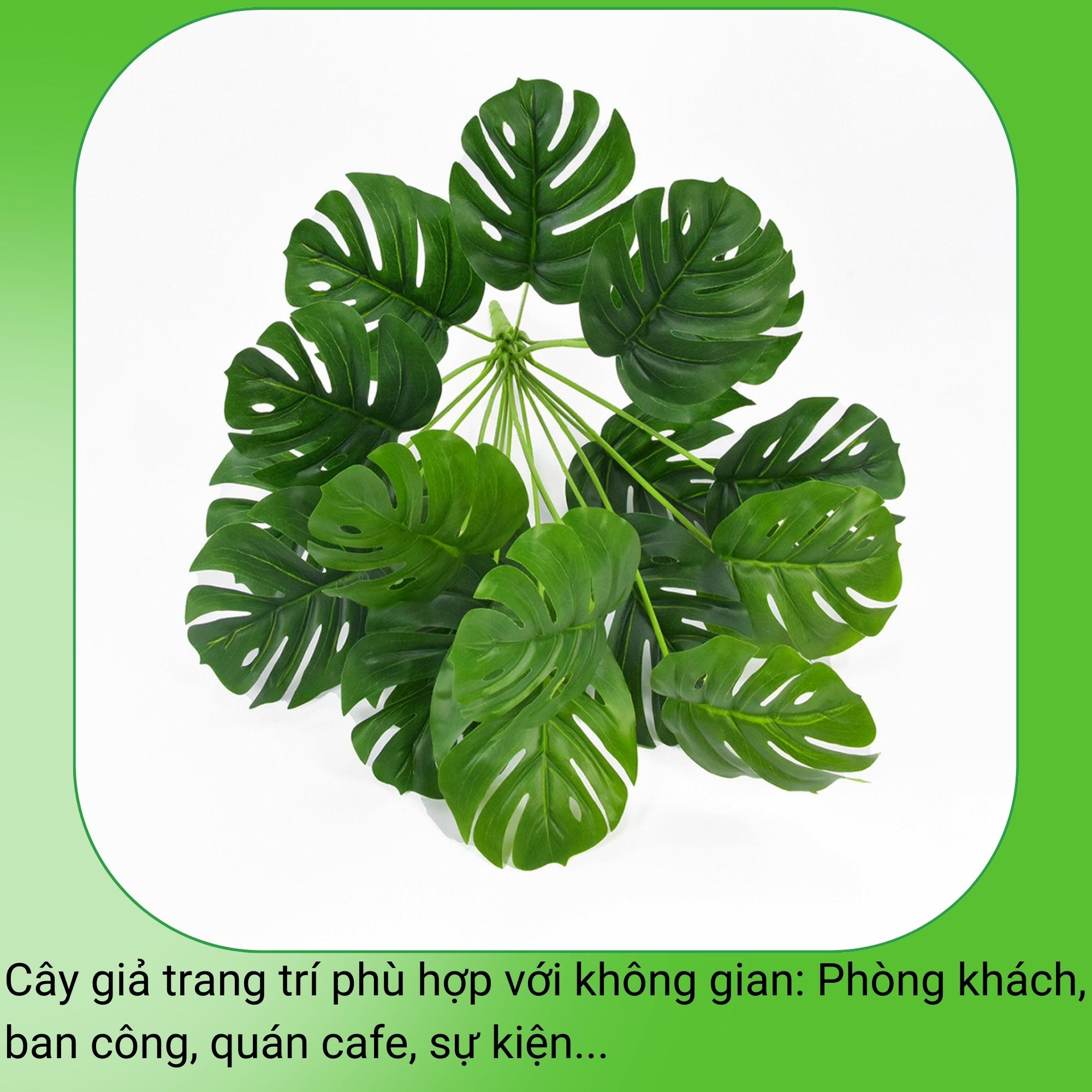 Cây lá rùa lớn 18 lá giả trang trí nhà cửa để văn phòng, cây nhựa cắm bình decor nội thất cao cấp