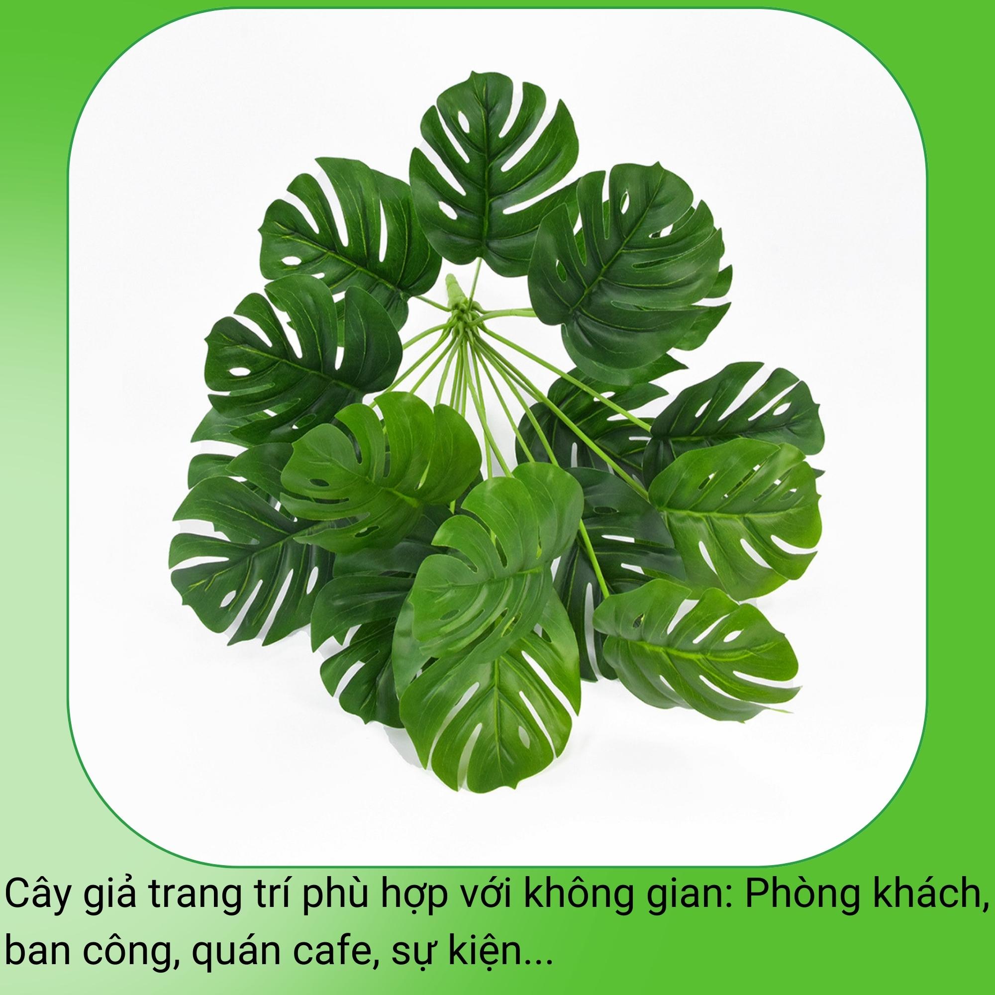 Cây lá rùa lớn 18 lá giả TODOCO trang trí nhà cửa để phòng khách, cây nhựa cắm bình decor nội thất cao cấp