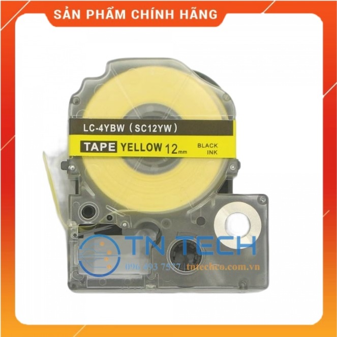 Nhãn in TEPRA - EPSON LC-4YBW (SC12YW) – Chữ đen nền vàng 12MM X 8M  - Dùng cho máy in nhãn TEPRA - EPSON [Hàng nhập khẩu]