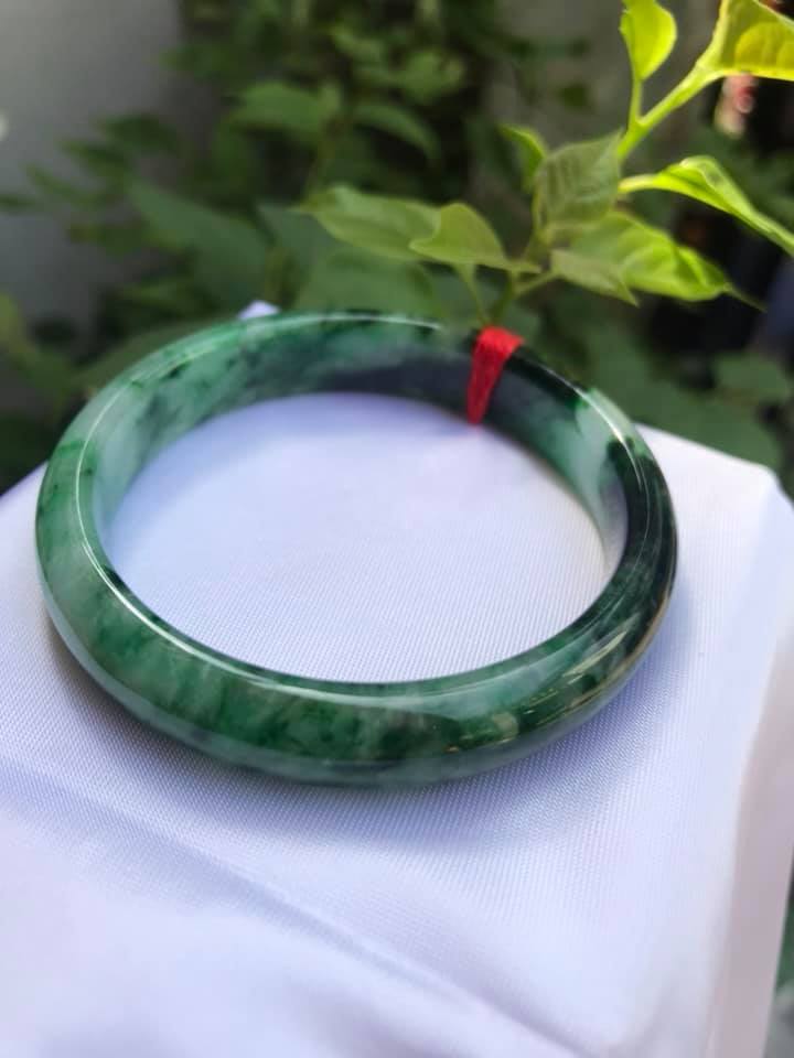VÒNG ĐÁ CẨM THẠCH HẸ SƠN THỦY LIỀN KHỐI NI 52 100% THIÊN NHIÊN MÀU XANH SƠN THỦY VÂN ĐẬM NHẠT NỮ 50KG - 60KG ĐEO ĐẸP TAY Ạ