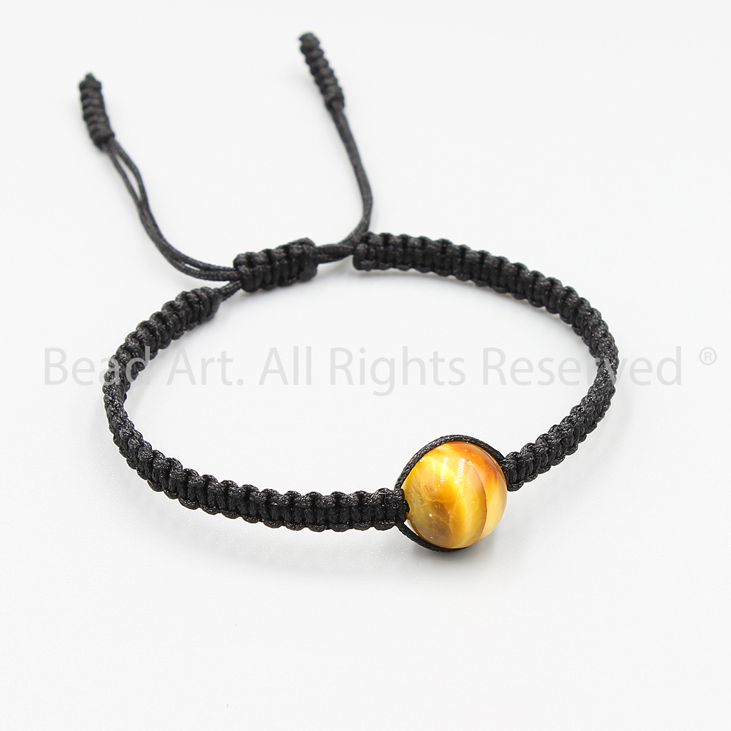 Vòng Tay Thắt Dây Thủ Công Phối Đá Mắt Hổ Vàng Tự Nhiên 10MM, Hợp Mệnh Thổ, Kim, Vòng Tay Phong Thuỷ, Chuỗi Hạt - Bead Art