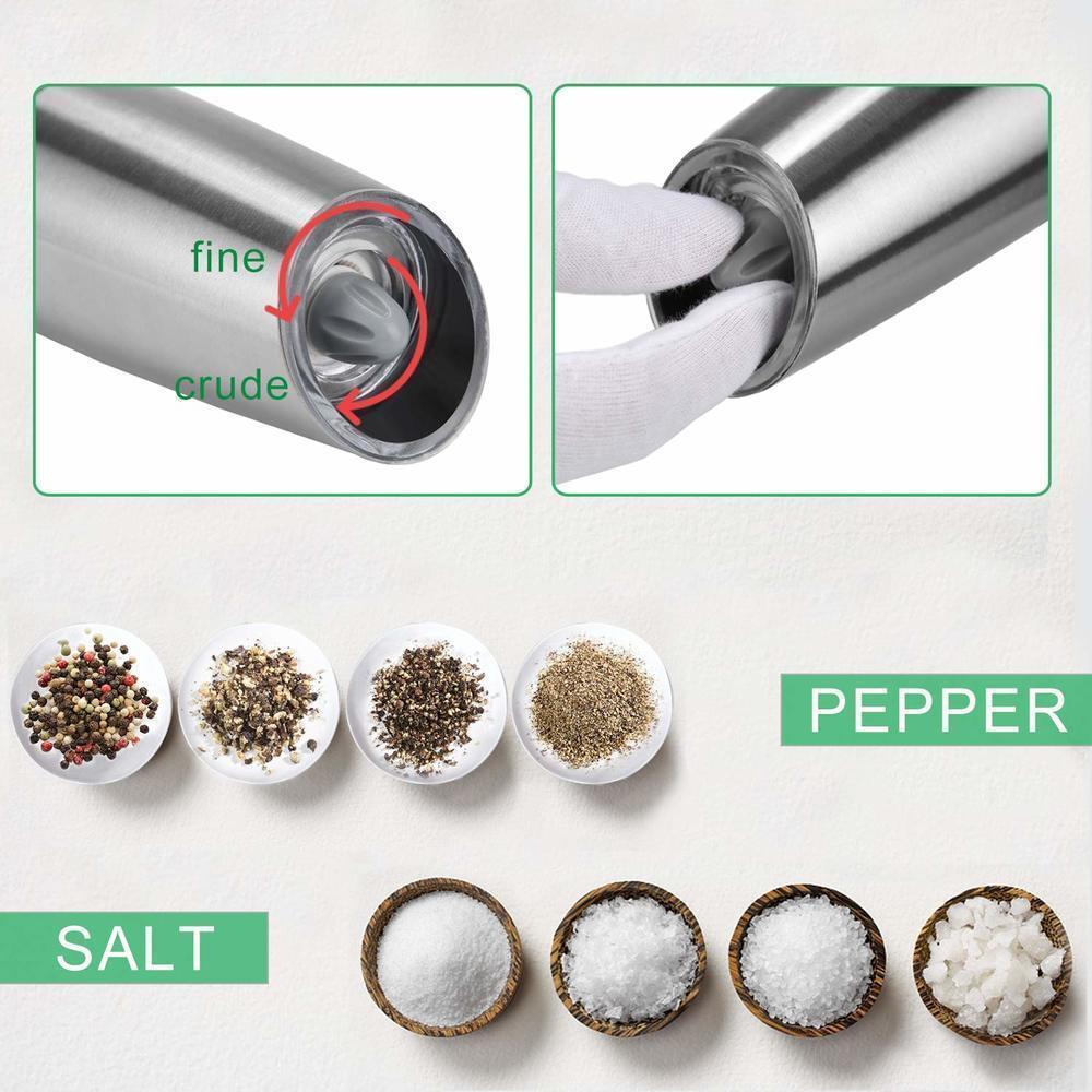Tự Động Muối Và Cối Xay Hạt Tiêu Cầm Tay Có Đèn LED Bộ Trọng Lực Điều Chỉnh Gốm Điện Lọ Xay Tiêu Cối Xay Gia Vị Dụng Cụ Nhà Bếp