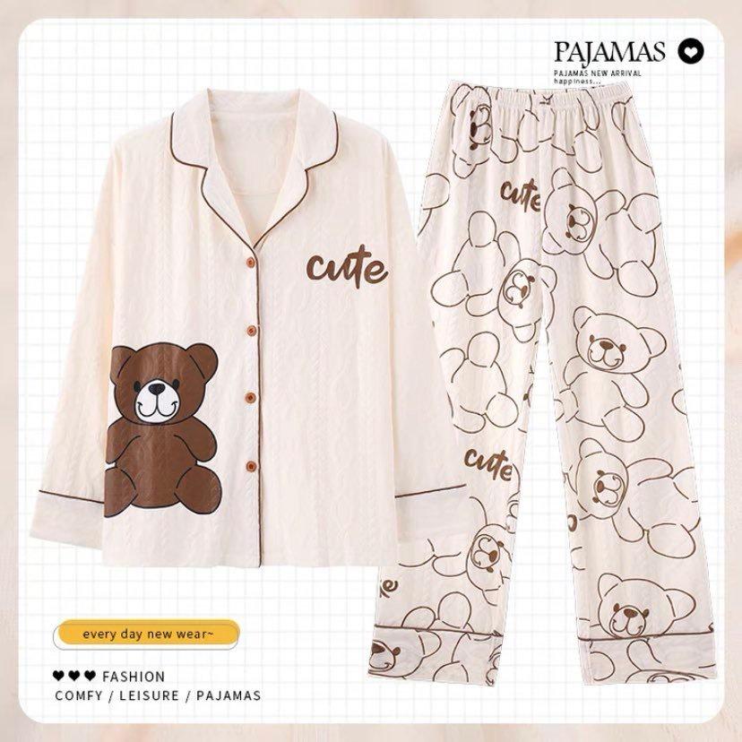 Bộ Pijama Dài Tay Có Cổ Chất Liệu Cotton Nâng Cấp Mới Nhất