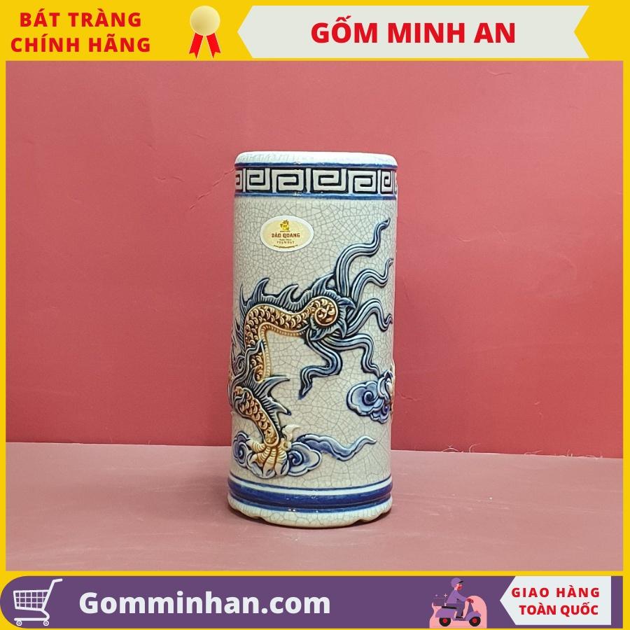 Ống Hương Thờ Ống Đựng Hương Thờ Sứ Men Rạn Đắp Nổi Cao Cấp- Nghệ Nhân Phạm Đạt Bát Tràng- Gốm Minh An