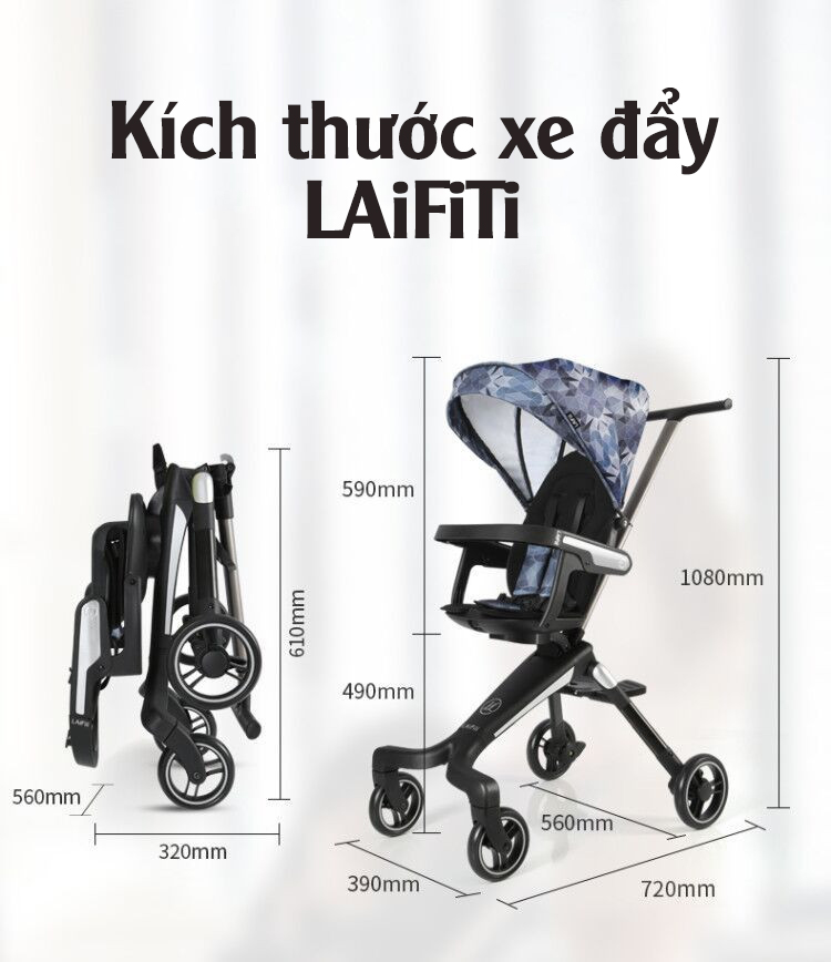 Xe đẩy em bé 4 bánh  thiết kế Đức, 2 chiều ngả lưng 3 tư thế