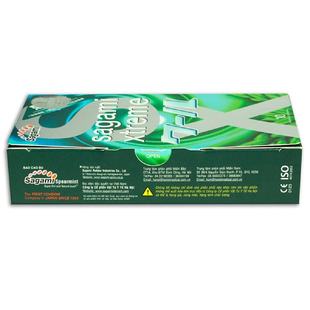 Bao Cao Su Mát Lạnh Hương Bạc Hà Sagami Spearmint Siêu Mỏng