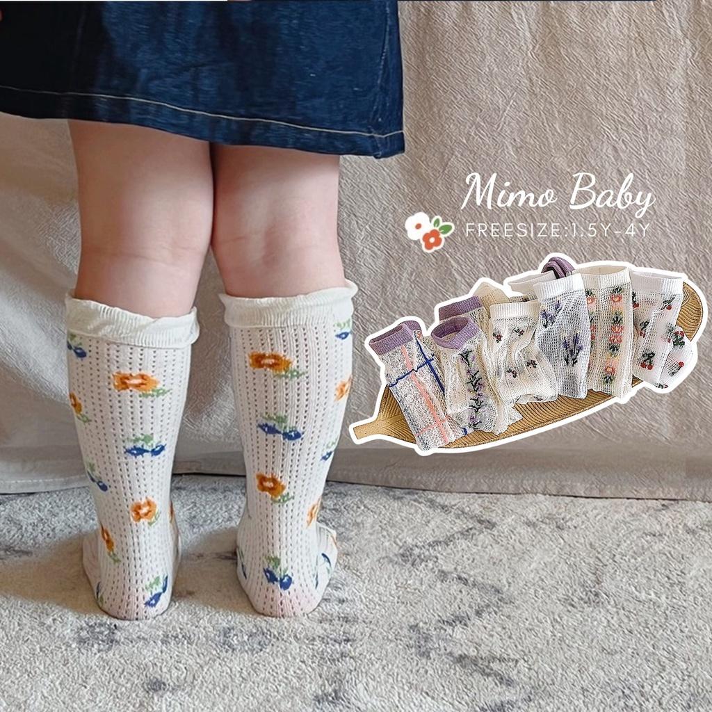 Tất lưới gối thêu hoa văn phong cách hàn quốc cho bé Mimo baby T22