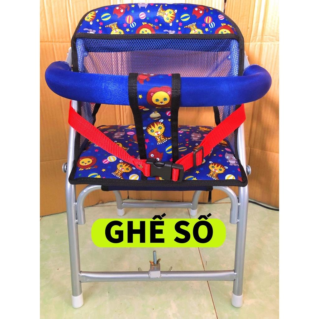 Ghế ngồi xe số có dây an toàn cho bé , GHẾ SỐ XẾP SẮT SƠN TĨNH ĐIỆN CÓ DÂY ĐAI