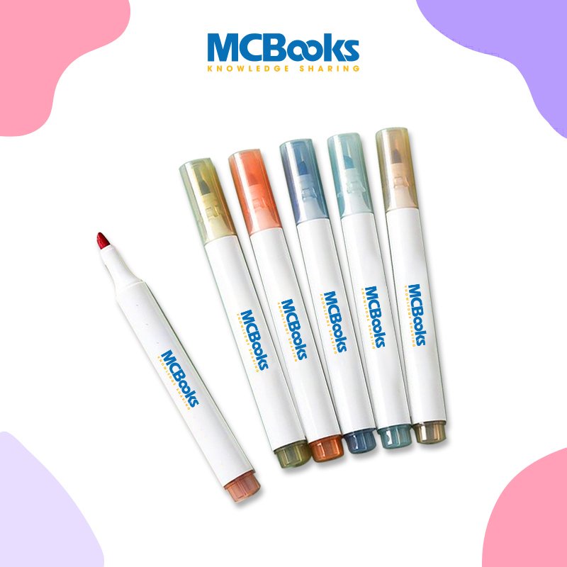 -Bút đánh dấu highlight dạ quang 6 màu học ngoại ngữ siêu đỉnh
