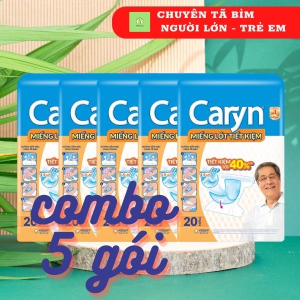 COMBO 5 GÓI LÓT BỔ SUNG/ MIẾNG LÓT TIẾT KIỆM NGƯỜI LỚN CARYN GÓI 20 MIẾNG MẪU MỚI