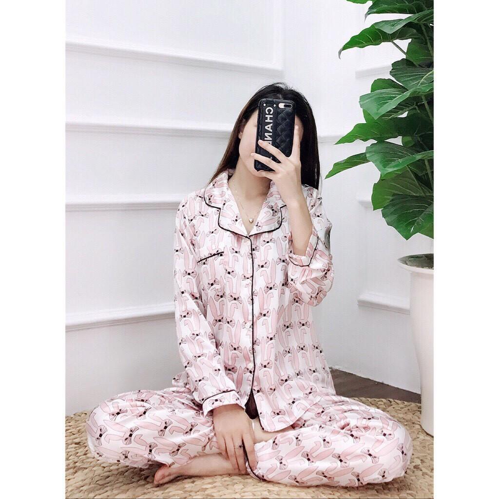 Bộ Pijama lụa dài tay Thu đông xinh xắn