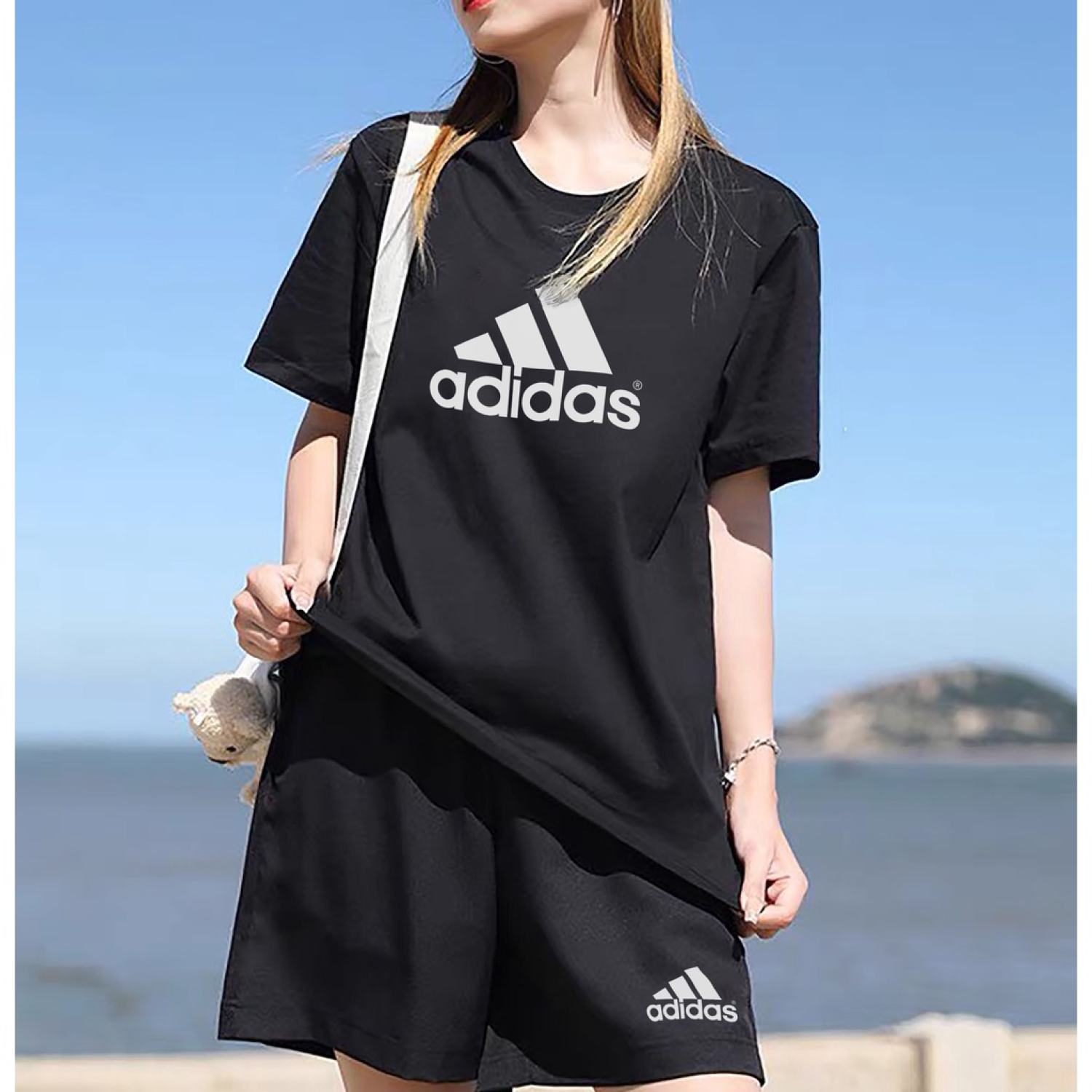 Bộ Quần Áo Nam Nữ Unisex In Hình ADIDASr Cổ Tròn Tay Lỡ Phong Cách Trẻ Trung Cá Tính Năng Động