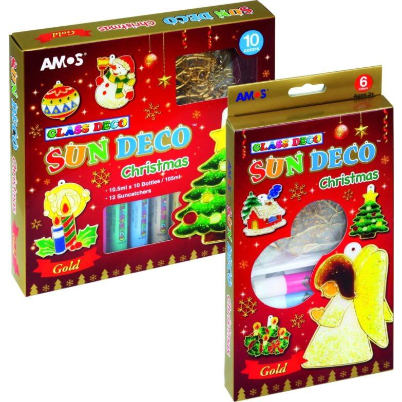 Hộp bút màu trang trí trên kính nhập khẩu Hàn Quốc AMOS Sundeco Christmas 10 màu SD10P10-CH - Chủ đề Noel