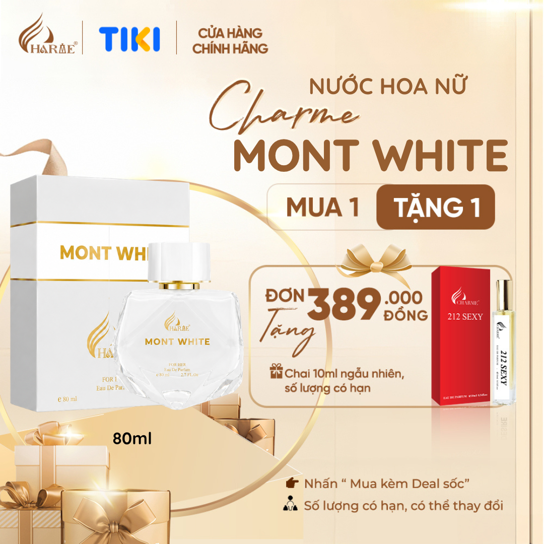 Nước Hoa Nữ Charme Mont White 80ml Chính Hãng – Eau De Parfum – Thanh Lịch, Nữ Tính, Lưu Hương 7–12 Giờ