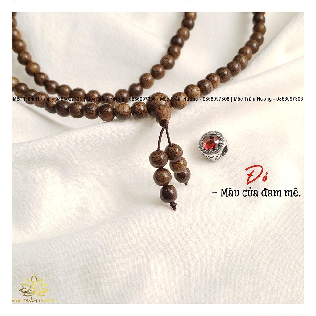 Vòng Tay Trầm Hương Tự Nhiên 108 Hạt MIX Charm Bạc S925 Phong Thủy