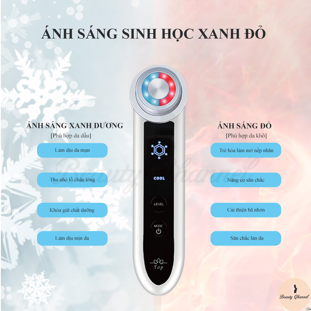 Máy Massage Mặt Chăm Sóc Làm Đẹp Da 7 in 1 Photon Nóng Lạnh – EMS – Hạn Chế Nếp Nhăn – Ánh Sáng Sinh Học Làm Sạch Căng Mịn Da Mặt