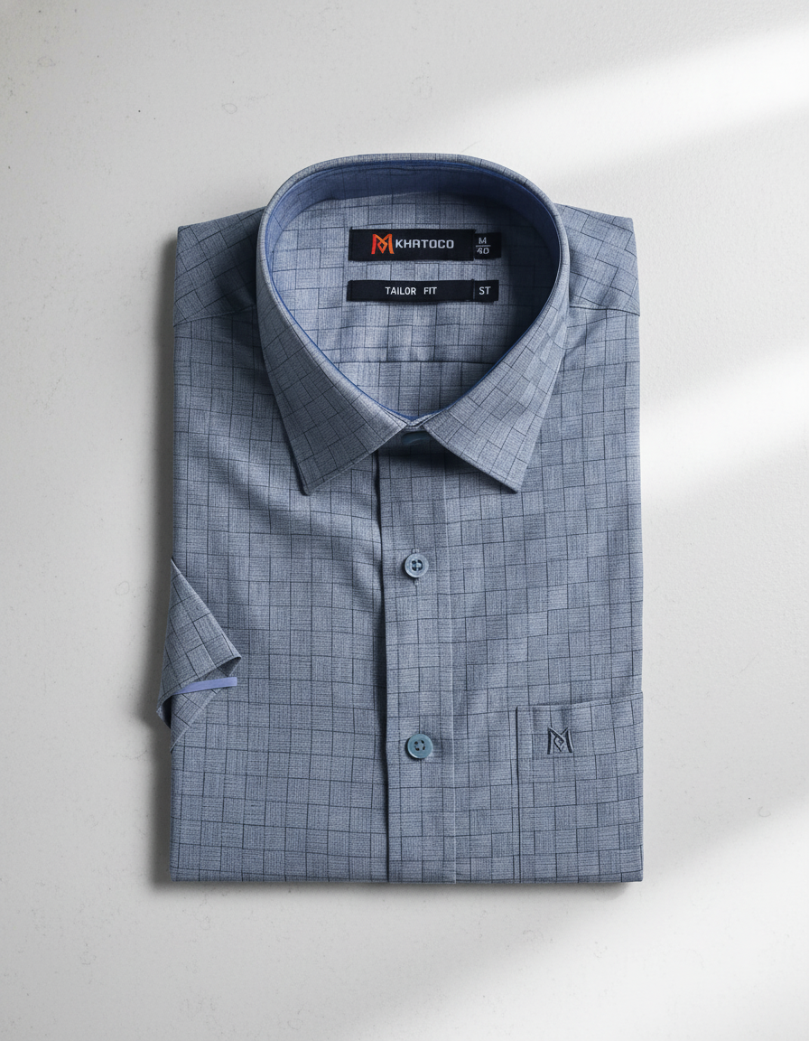 Áo sơ mi tay ngắn Khatoco LAI NGANG  (SIZE M-3XL)