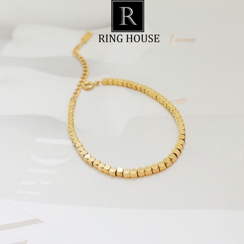 Vòng Tay Lắc Tay Nữ Titan Không Đen Khối Vuông Vintage Ring House