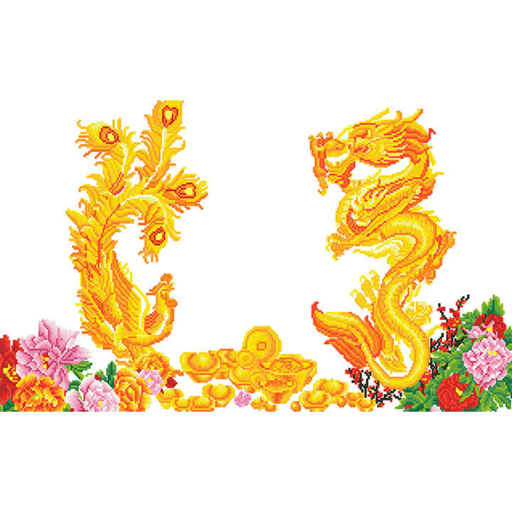 Tranh đính đá Long Phụng cát tường LV364 - chưa đính