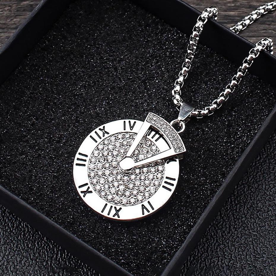 Dây Chuyền Nam Vòng cổ Nam nữ Màu Bạc Kuu Clothes - Vòng Cổ Hình Tròn Chất Liệu Titan Không Gỉ - Clock Chain