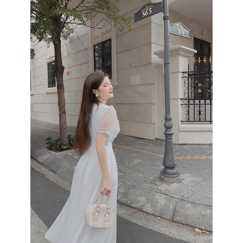 Đầm dự tiệc maxi trắng sang trọng