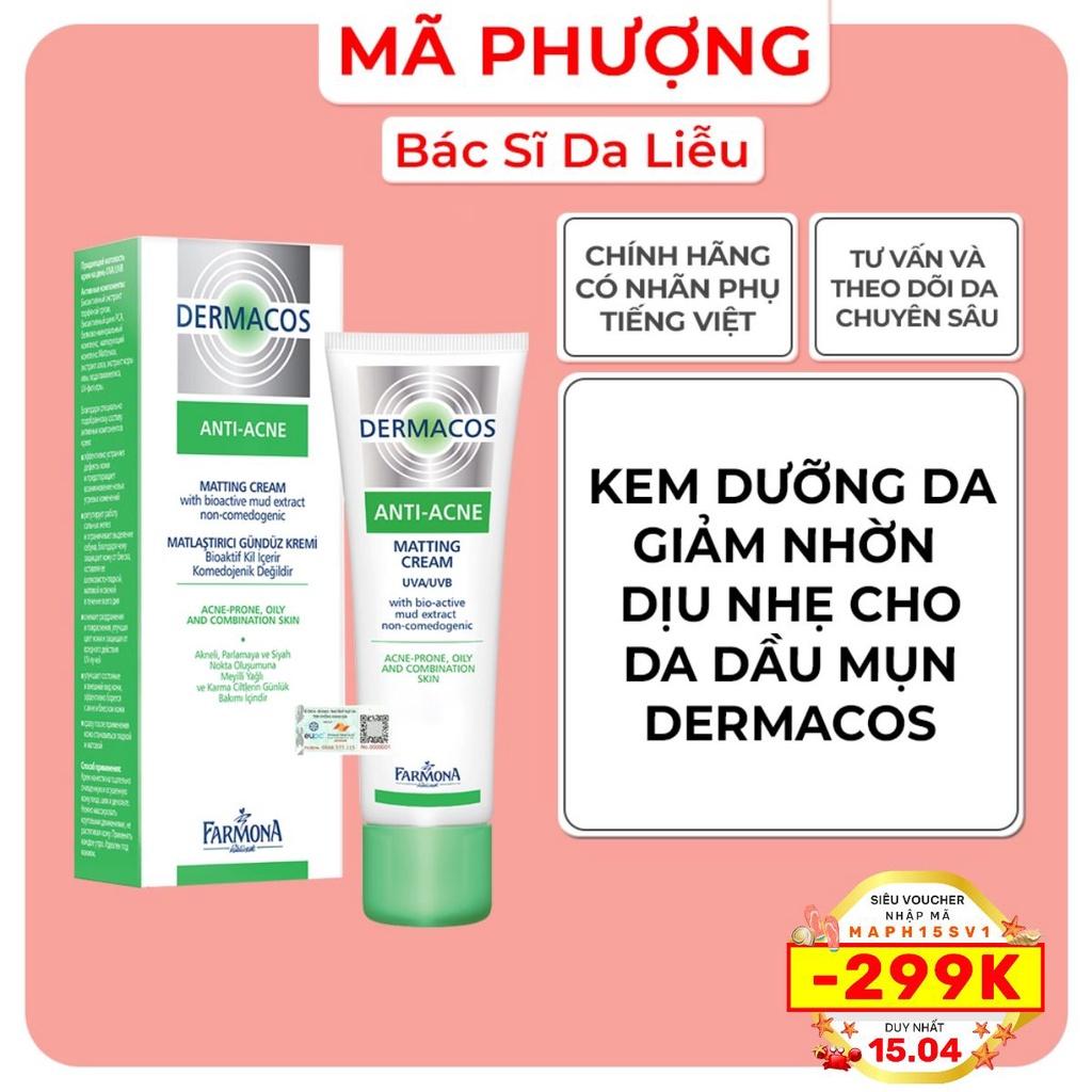 Kem dưỡng Giảm nhờn dịu nhẹ da dầu mụn Dermacos Farmona Anti Acne Matti - Bác Sĩ Mã Phượng