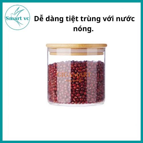 Lọ thủy tinh nắp gỗ,hũ thủy tinh đựng gia vị phong cách Bắc Âu,đựng đường,đựng hạt,đồ khô an toàn, sạch sẽ Deli