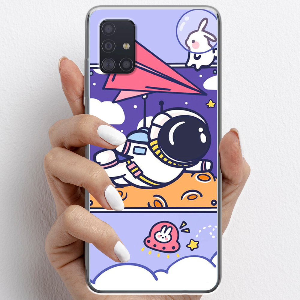 Ốp lưng cho Samsung Galaxy A51, Samsung Galaxy A71 nhựa TPU mẫu Phi hành gia tím