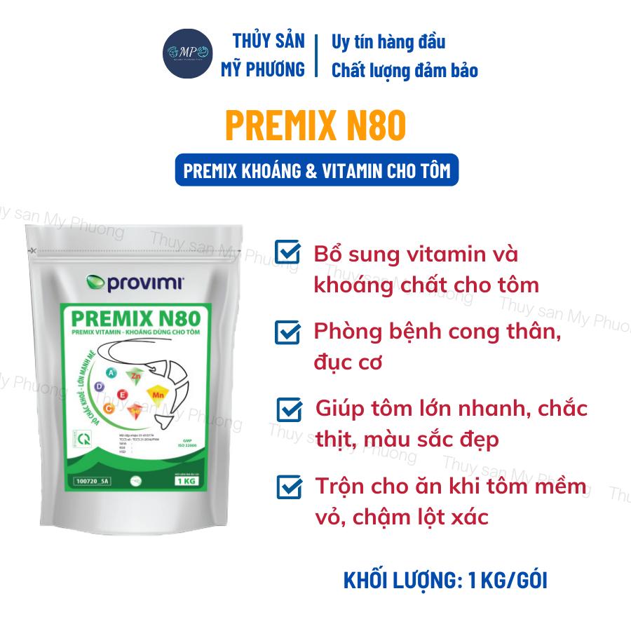Khoáng trộn hữu cơ kích thích lột ngừa đục hoại tử cơ Premix N80 tăng cơ chắc thịt nặng cân tôm thẻ cá lươn ếch ốc ba ba